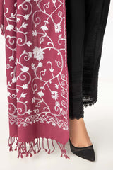 Plum Blended Embroidered Scarf SH-24-131