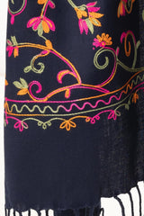 Navy Blended Embroidered Scarf SH-24-132