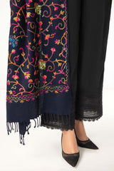 Navy Blended Embroidered Scarf SH-24-132