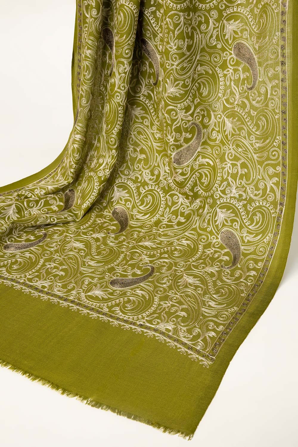 Green Blended Embroidered Scarf SH-24-137