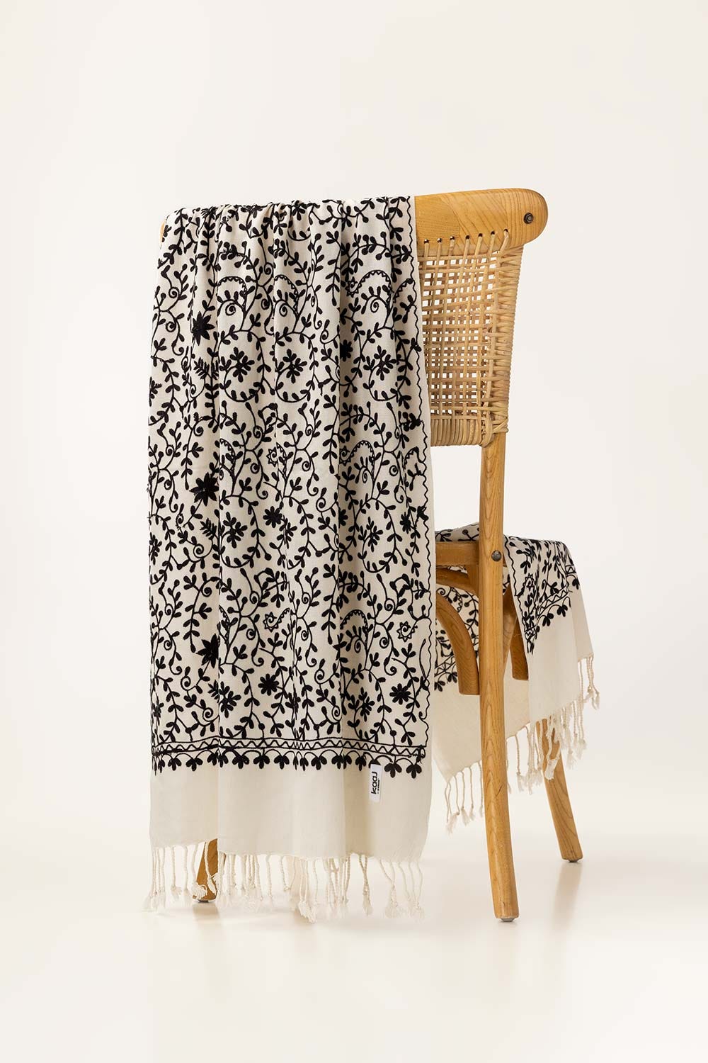 White Blended Embroidered Scarves SH-24-150