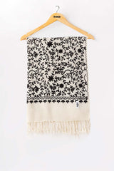 White Blended Embroidered Scarves SH-24-150