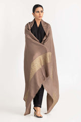 Brown Shawl With Zari Border SHAWL-22-58 B