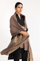 Brown Shawl With Zari Border SHAWL-22-58 B