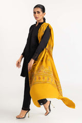 Yellow Shawl With Hand Work SHAWL-22-61 A