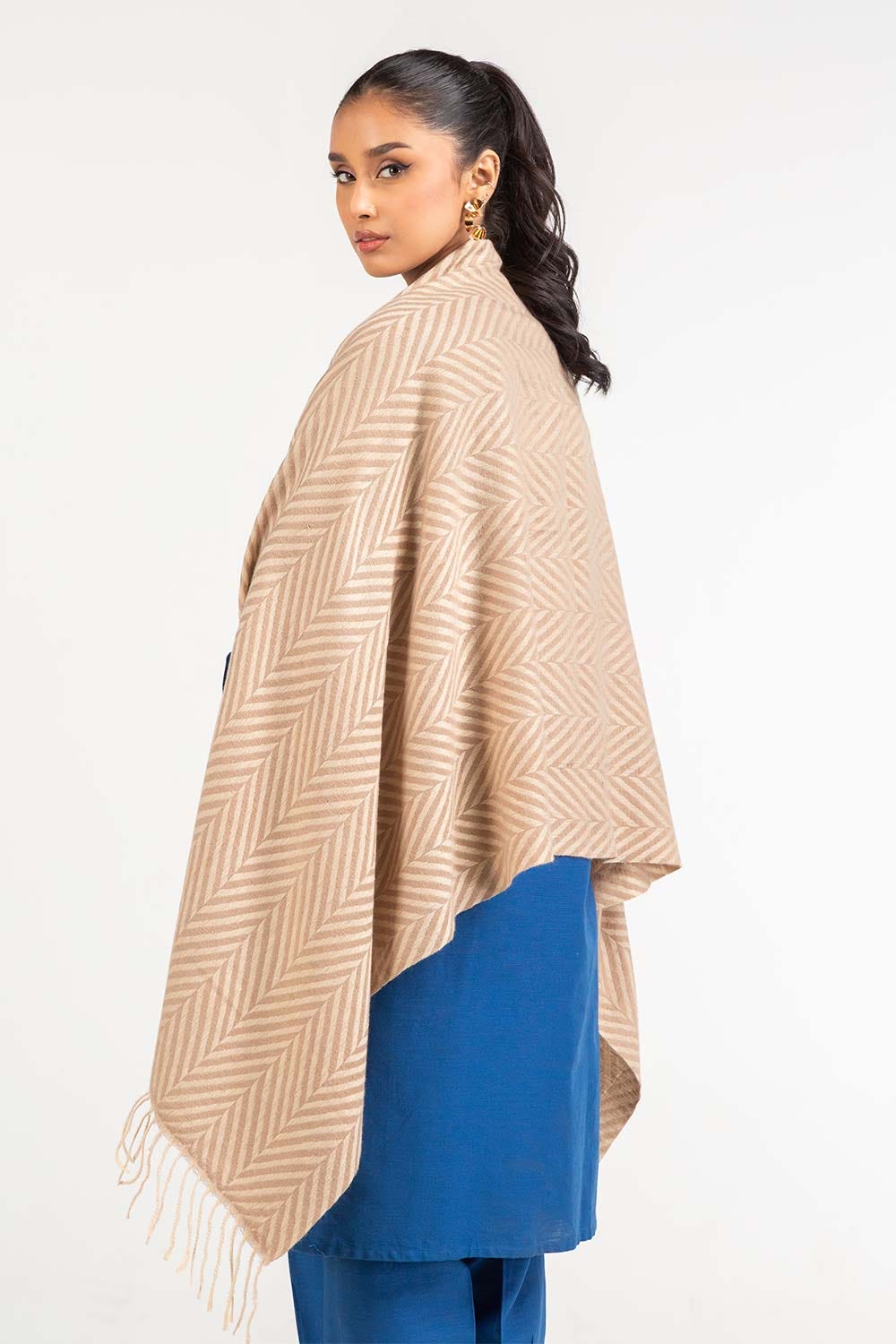 Light Pink Chevron Patterns Shawl-23-03 B