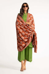 Rust Jacquard Shawl-23-07 C