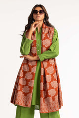 Rust Jacquard Shawl-23-07 C