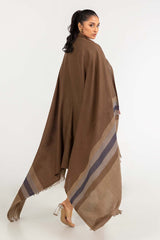 Brown Border Line Shawl-23-23 C
