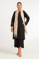 Cream Leaf Pattern Shawl-23-37 C