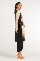 Cream Leaf Pattern Shawl-23-37 C