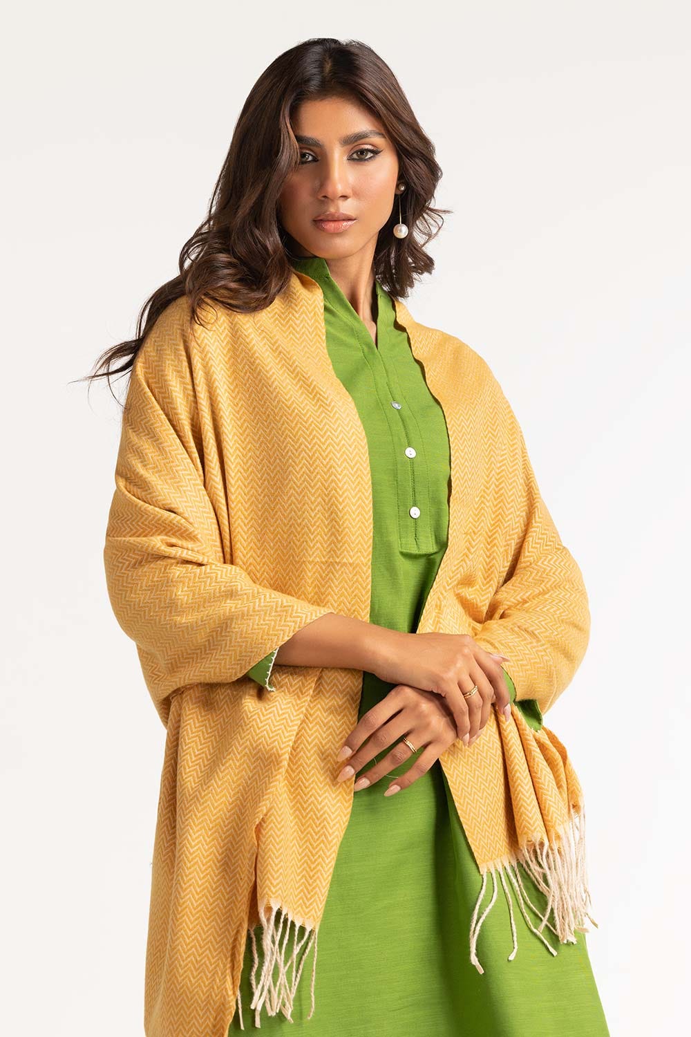 Yellow Small Chevron Shawl-23-38 A