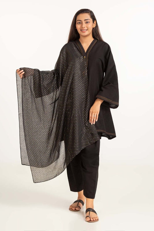 Black Foil Paper Shawl-23-04 B