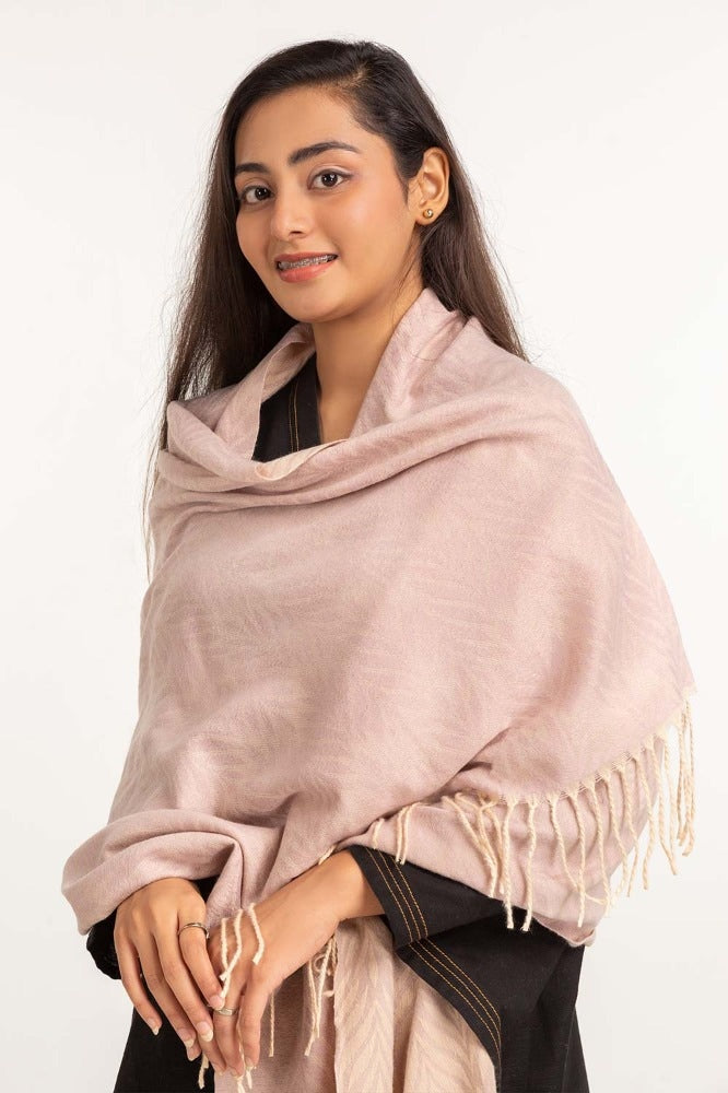 Pink Leaf Pattern Shawl-23-37 A