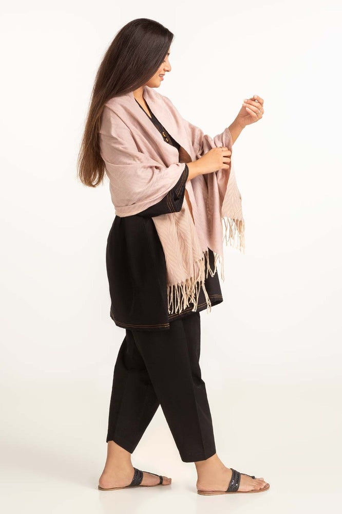 Pink Leaf Pattern Shawl-23-37 A