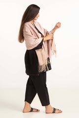 Pink Leaf Pattern Shawl-23-37 A
