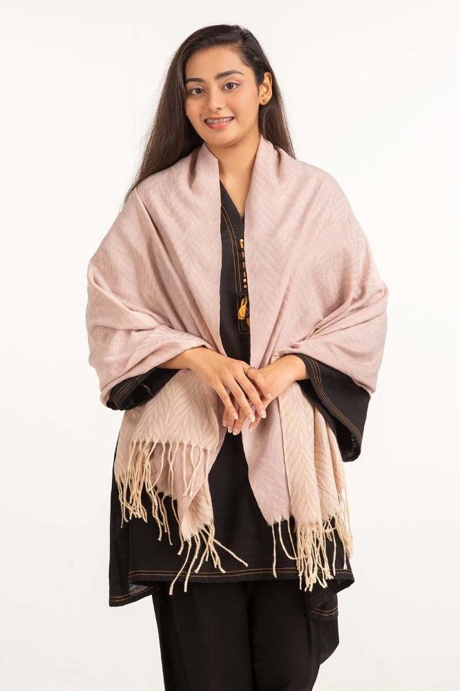 Pink Leaf Pattern Shawl-23-37 A