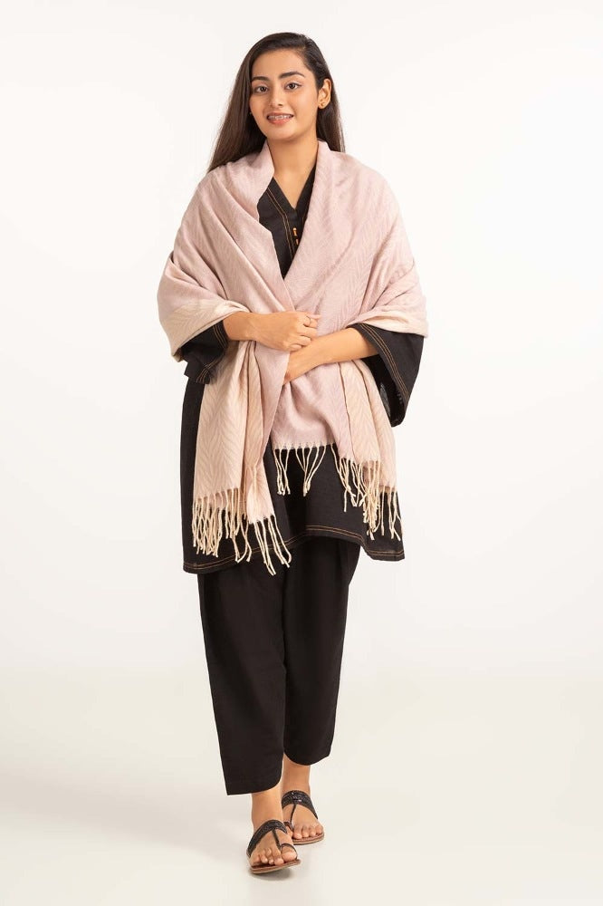 Pink Leaf Pattern Shawl-23-37 A