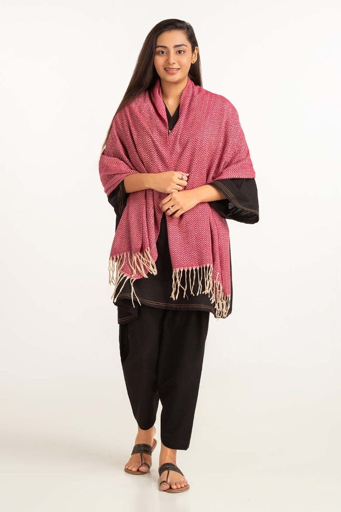 Red Small Chevron Shawl-23-38 B