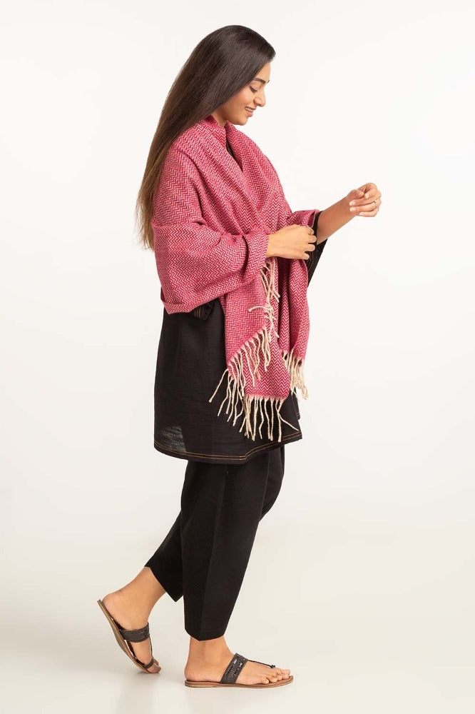 Red Small Chevron Shawl-23-38 B
