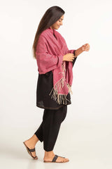 Red Small Chevron Shawl-23-38 B