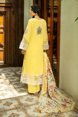 3 Piece Unstitched Embroidered Lawn Suit with Printed Tussar Silk Dupatta SP-52049