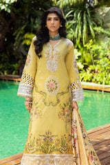 3 Piece Unstitched Embroidered Lawn Suit with Printed Tussar Silk Dupatta SP-52049