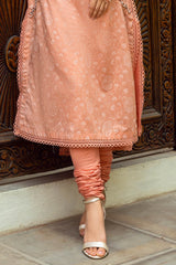 3 Piece Unstitched Gold Lacquer Printed Suit with Burnout Silk Dupatta SP-52046