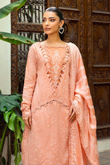 3 Piece Unstitched Gold Lacquer Printed Suit with Burnout Silk Dupatta SP-52046