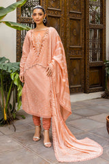 3 Piece Unstitched Gold Lacquer Printed Suit with Burnout Silk Dupatta SP-52046