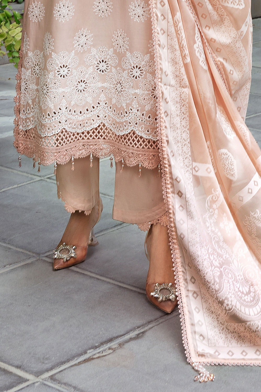 3 Piece Unstitched Schfilli Embroidered Lawn Suit with Burnout Silk Dupatta SP-52047