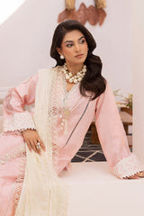 3 Piece Unstitched Embroidered Jacquard Suit with Burnout Raw Silk Dupatta FE-52078