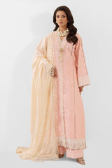 3 Piece Unstitched Embroidered Jacquard Suit with Burnout Raw Silk Dupatta FE-52078