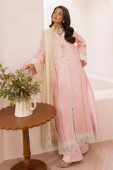 3 Piece Unstitched Embroidered Jacquard Suit with Burnout Raw Silk Dupatta FE-52078