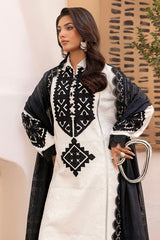3 Piece Unstitched Embroidered Jacquard Suit with Burnout Raw Silk Dupatta FE-52082