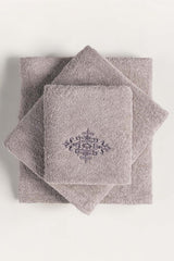 AW23-Silver 3Pc Embroidered Towel Set