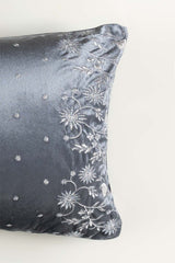 Sitara Grey Velvet Embroidered Cushion Cover