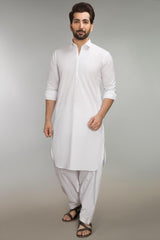 100% Cotton Fashion Stitched Suit Regular Fit White SKS-122