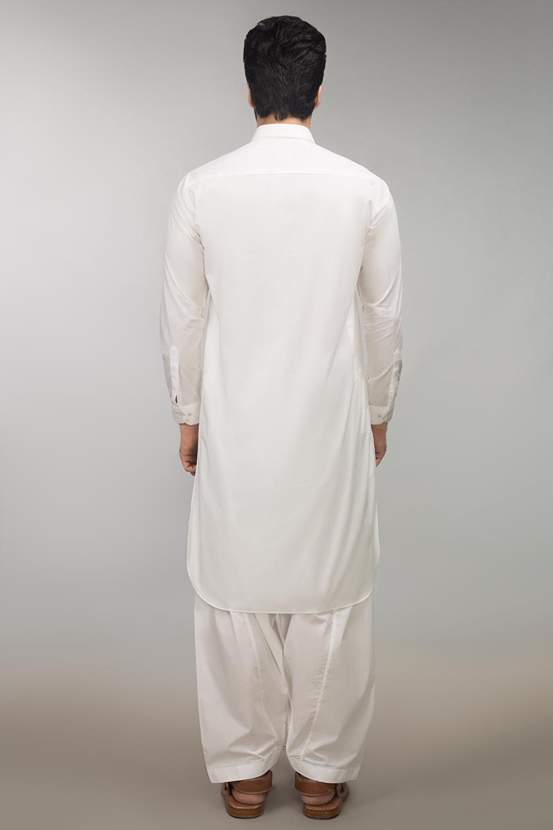 100% Cotton Regular Fit Fashion Stitched Suit Off White SKS-123