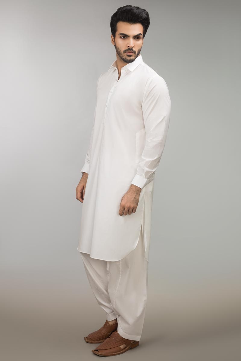 100% Cotton Regular Fit Fashion Stitched Suit Off White SKS-123