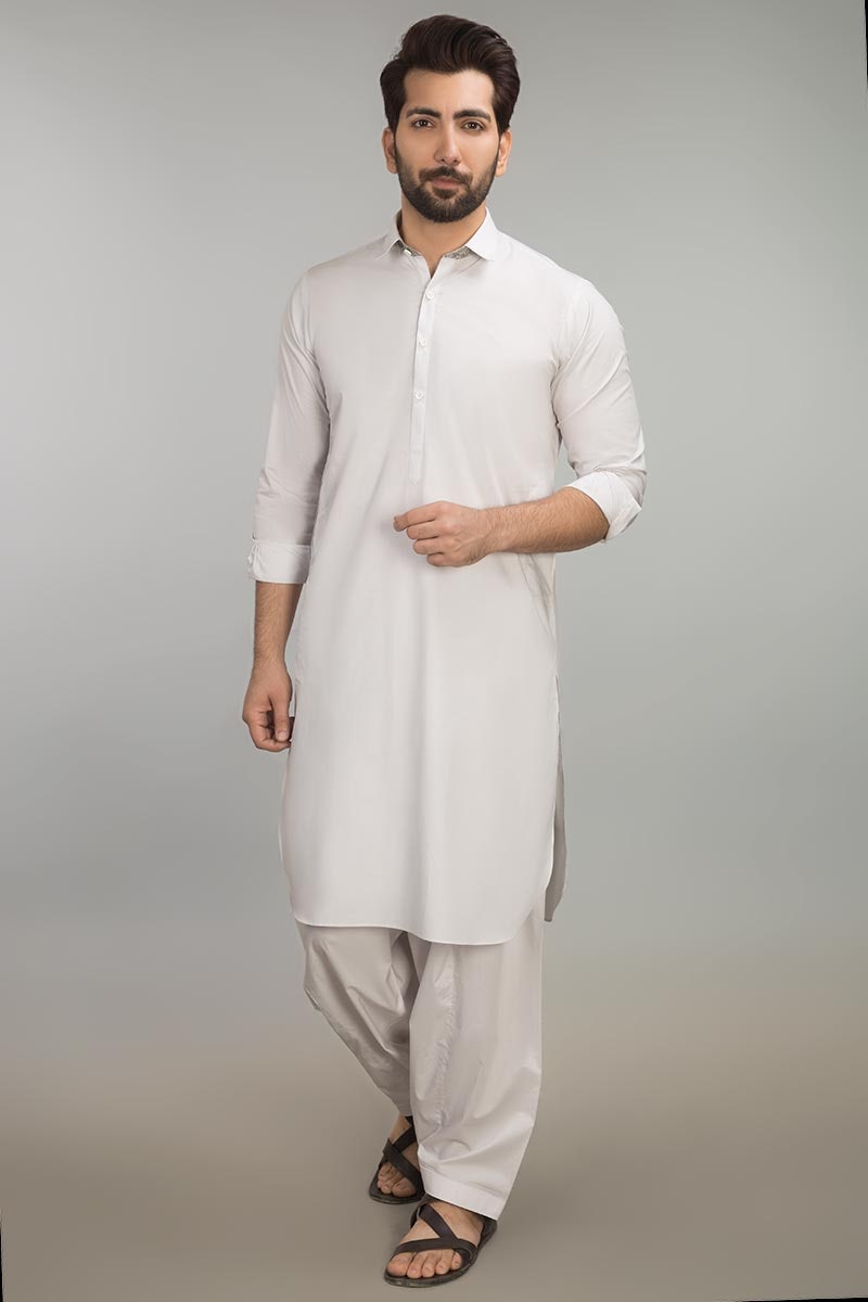 100% Cotton Regular Fit Fashion Stitched Suit Ash Grey SKS-124