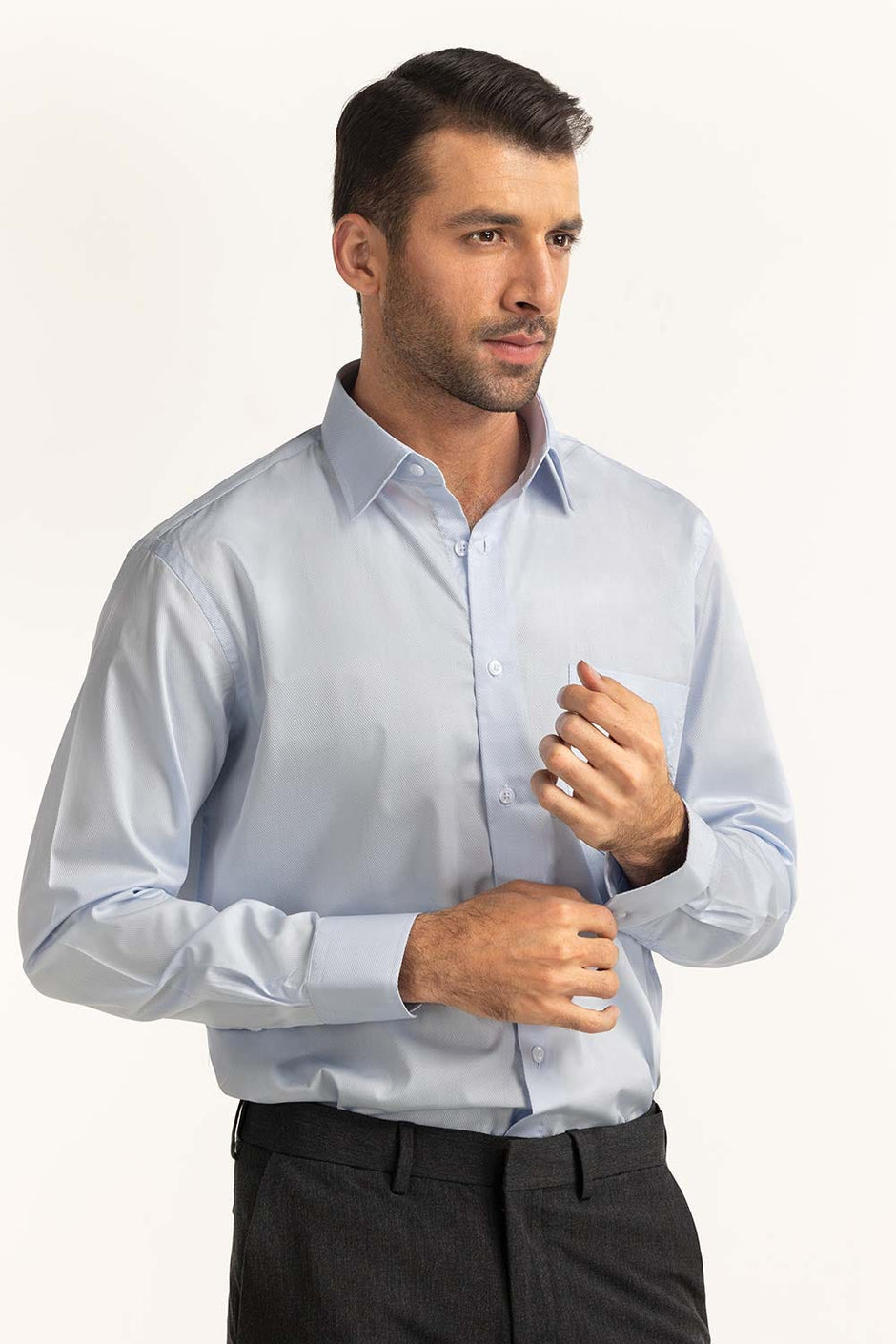 Sky Blue Self Textured Formal Shirt MN-FS-PD24-073