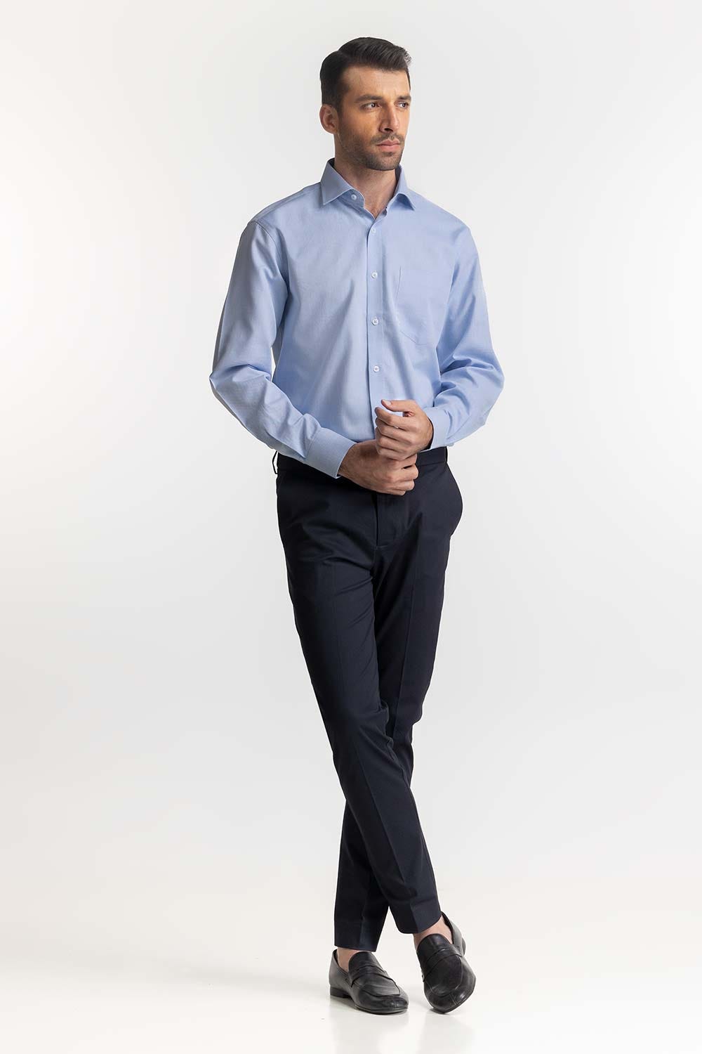 Sky Blue Self Textured Formal Shirt MN-FS-PD24-085