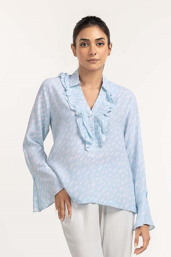 Sky Blue Woven Blouse 231-217-072