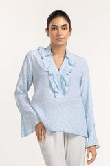 Sky Blue Woven Blouse 231-217-072