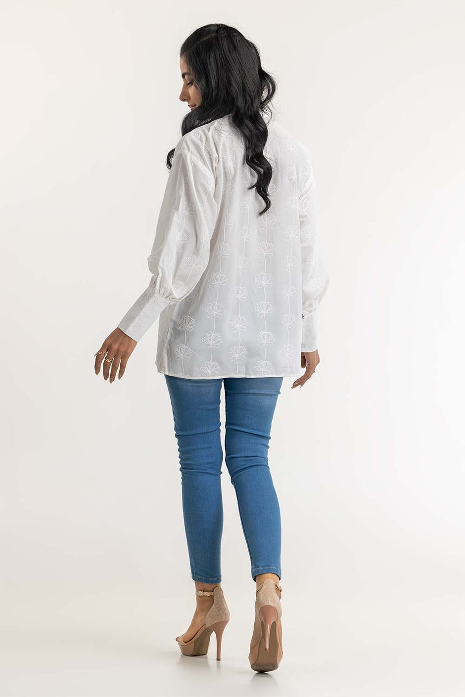 Georgette Screen Printed Faux Button-Down Top SLW-21-07