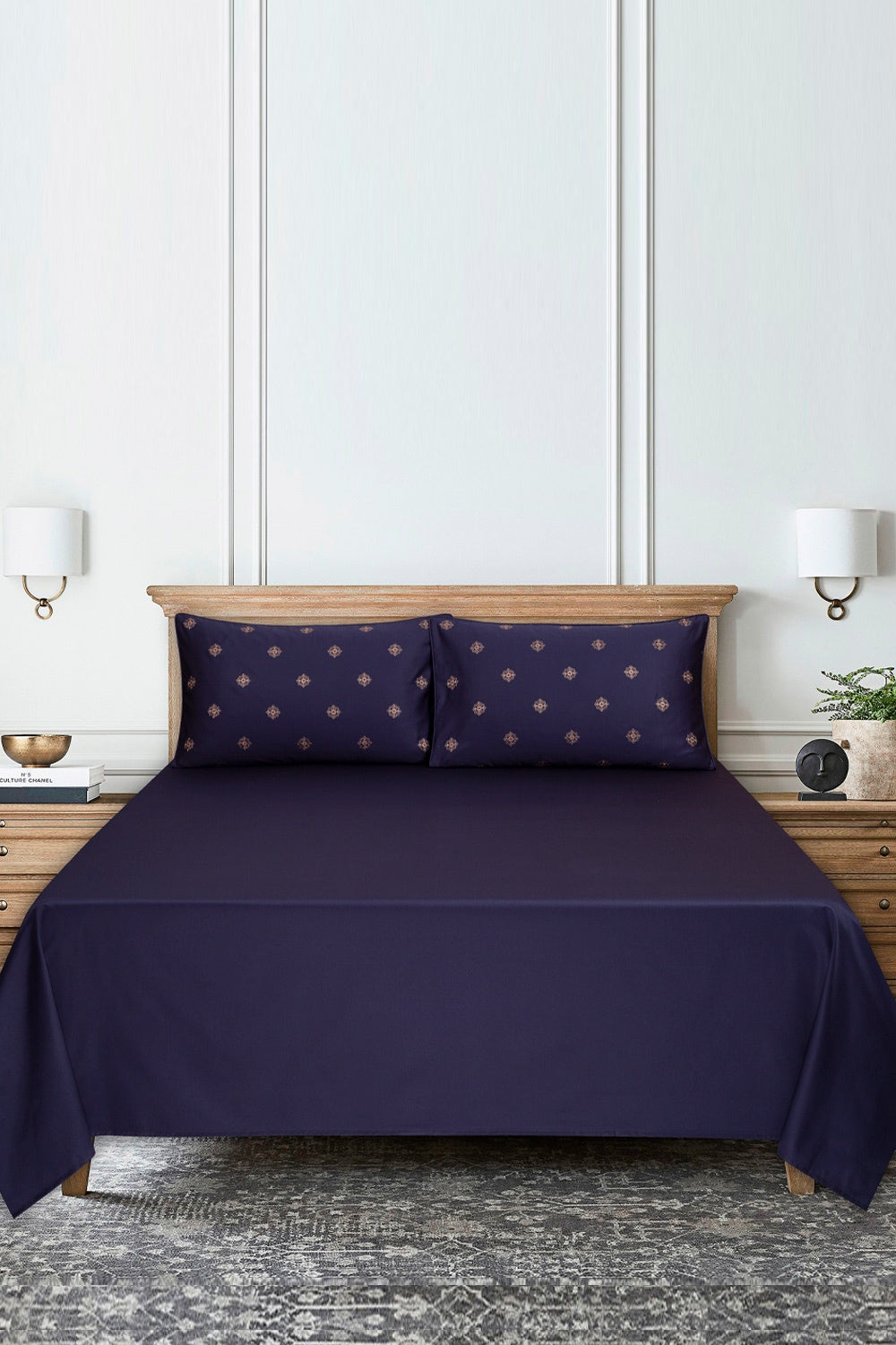 Smoke T-400 Embroidered Bed Sheet Set
