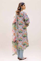 3 Piece Unstitched Printed Lawn Suit with Lurex Chiffon Dupatta SP-42011