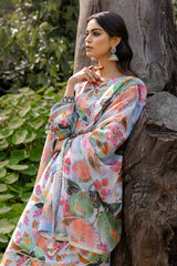 3 Piece Unstitched Printed Lawn Suit with Lurex Chiffon Dupatta SP-42011