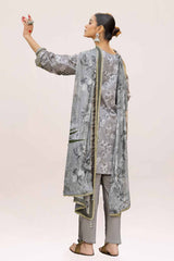 3 Piece Unstitched Printed Lawn Suit with Lurex Chiffon Dupatta SP-42014